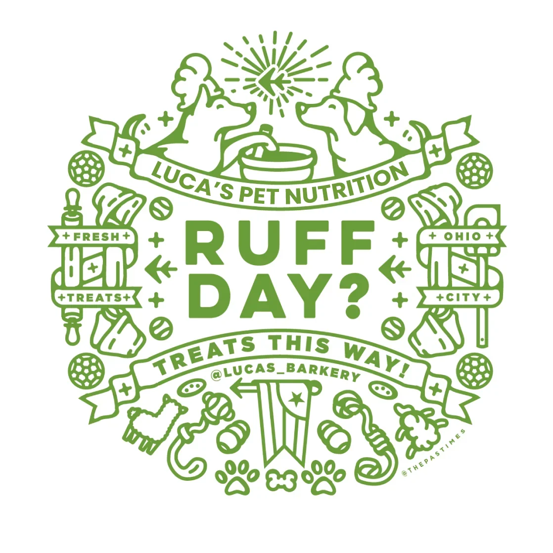 Lucas Pet Nutrition Center decorative wall mural with dog-themed art in Cleveland